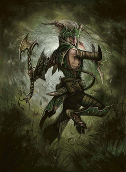 axe hatchet hooves horn knife male melee_weapon solo weapon william_o'connor hasbro magic:_the_gathering wizards_of_the_coast elf humanoid mammal 2008 official_art