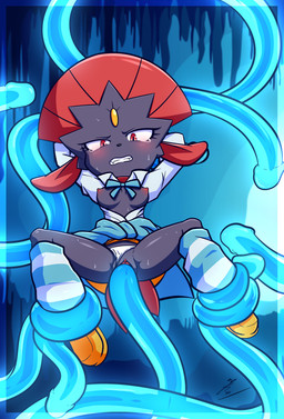 female forced penetration rape restrained restrained_by_tentacles sex solo tentacle_in_vagina tentacle_penetration tentacle_rape tentacle_sex tentacles vaginal vaginal_penetration xxkenthewolfxx nintendo pokemon generation_4_pokemon pokemon_(species) weavile invalid_tag absurd_res hi_res
