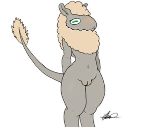 anthro blush female genitals looking_at_viewer solo tail vulva olimis the_nature_of_predators alien animal_humanoid bovid bovid_humanoid caprine caprine_humanoid humanoid mammal mammal_humanoid sheep sheep_humanoid venlil_(the_nature_of_predators)