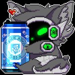 1:1 activision animated anthro beverage beverage_can biped c.a.m. call_of_duty call_of_duty:_black_ops_cold_war canid canine canis cod_zombies container cybernetics digital_drawing_(artwork) digital_media_(artwork) digitigrade fluffy fluffy_tail fur glowing glowing_body glowing_eyes green_body green_eyes green_glow grey_body grey_fur grey_hair grey_tail hair heart_reaction heart_symbol holding_beverage holding_object hug hugging_object jackal likara love low_res machine male mammal military perk_a_cola protogen protogen_armor protogen_face protogen_visor protogenized quick_revive robotic short_playtime solo special_forces tail tuft yuri_chacal