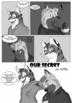 anthro biceps blackmailz canid canine canis clothing comic cover cover_art cover_page dessert dialogue domestic_dog english_text felid food fur gray_(blackmailz) greyscale hector_(blackmailz) hi_res ice_cream male mammal monochrome muscular pantherine text tiger