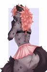 anthro bottomwear butt clothed clothing crossdressing femboy male skirt solo alivion hyena mammal hi_res