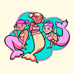blonde_hair blush female group hair looking_at_viewer purple_eyes split_form trio wings yellow_eyes xiunens barbie:_fairytopia barbie_(animated_film_series) barbie_(doll) mattel mermay pink_merfairy_(barbie) purple_merfairy_(barbie) yellow_merfairy_(barbie) aquatic fairy humanoid hybrid merfairy merfolk winged_humanoid 1:1 absurd_res hi_res