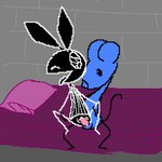 anthro balls bed blue_body clothing dress duo erection featureless_chest female female_penetrated furniture genitals male male/female male_penetrating male_penetrating_female nude on_bed open_mouth penetration penile penis pixelated polygons pussy sex smile spread_legs spreading stick_arms stick_calves stick_legs stick_limbs stick_thighs thin_calves thin_legs thin_thighs tongue tongue_out vaginal conditional_dnp muffinlewds sewer_rave vib-ribbon vibri lagomorph leporid mammal mouse murid murine rabbit rat rodent 1:1 digital_media_(artwork) hi_res pixel_(artwork)