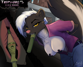 ahegao anthro areola areola_slip bottomwear breasts city city_background clothing dangerous denim denim_bottomwear denim_clothing explosives exposed_breasts internal internal_oral jacket jacket_open jeans looking_at_viewer looking_pleasured nipple_tape object_in_mouth oral_only pants pasties ranged_weapon rocket_launcher rpg-7 side_part_hair tape text topwear weapon weapon_in_mouth carrioncat tripwire_(synthwave_shark) inanimate_object mammal mephitid mustelid skunk hi_res