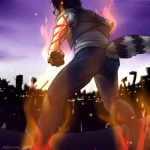 ambiguous_gender anthro clothed clothing fire fur group hair magic outside solo_focus standing bishkah291ax48 canid canine mammal 1:1 digital_media_(artwork) shaded