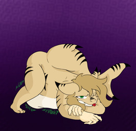 anthro belly big_belly black_markings brown_hair claws digestion green_eyes gynomorph hair intersex markings multicolored_body onomatopoeia paws rumbling_stomach solo sound_effects tail tan_body text tongue tongue_out vore wet white_body bluedoge77 jay_(wiry128) aquatic fish shark absurd_res hi_res