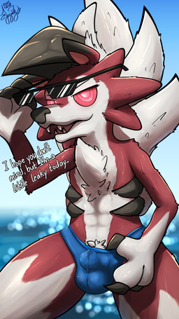 animal_genitalia animal_penis anthro ball_bulge balls beach bodily_fluids bulge canine_genitalia canine_penis claws clothing cum detailed_bulge erection fur genital_fluids genital_outline genitals hair knot looking_at_viewer male outside penis precum precum_through_clothing red_body red_fur seaside sheath_outline solo tail underwear water wet wet_clothing white_body white_fur conditional_dnp eparihser nintendo pokemon tullem canid canine generation_7_pokemon lycanroc mammal midnight_lycanroc pokemon_(species) 9:16 absurd_res digital_media_(artwork) hi_res