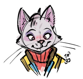 anthro blush clothed clothing eyeshadow female logo makeup simple_background smile solo sweater topwear turtleneck white_background deadyoung7 nintendo star_fox star_fox_(2026) katt_monroe domestic_cat felid feline felis mammal 2026 artist_logo guide_lines headshot_portrait portrait
