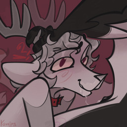 3_fingers after_oral after_sex animal_genitalia animal_vulva anthro antler_grab antlers black_body black_feathers black_fur black_scutes black_vulva blush bodily_fluids canine_genitalia canine_vulva caught_in_the_act chest_tuft chuckling claws collar collar_only crotch_focus crotch_shot cunnilingus curly_hair dominant dominant_female dripping duo ears_down faceless_anthro faceless_character faceless_female feathered_wings feathers female fingers fur genital_fluids genitals grey_hair grey_nose hair horn interrobang looking_at_viewer male male/female nude oral pivoted_ears purple_eyes red_background red_collar scuted_arms scutes sex simple_background smile solo_focus submissive submissive_male teeth text tuft vaginal vaginal_fluid_drip vaginal_fluids vaginal_fluids_on_face vulva white_body white_feathers white_fur winged_arms wings keuejay fyr_(fenrir784) gooddeer avali avian bird deer mammal new_world_deer reindeer 1:1 2025 colored digital_media_(artwork) english_text hi_res shaded signature simple_shading maleherm_(lore)