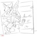 angry anthro clothed clothing door fur gun kick male ranged_weapon shotgun solo teeth underwear weapon boreoboros disney zootopia nick_wilde canid canine fox mammal red_fox true_fox 1:1 black_and_white hi_res monochrome signature