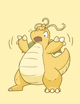 ambiguous_gender antennae_(anatomy) bodily_fluids claws cute_fangs fangs feral hair head_spike implied_transformation membrane_(anatomy) membranous_wings open_mouth orange_body orange_hair orange_scales scales sharp_teeth simple_background solo sweat tan_body tan_scales teeth tongue wings kareha_21909 mythology nintendo pokemon dragon dragonite generation_1_pokemon mythological_creature mythological_scalie pokemon_(species) scalie hi_res