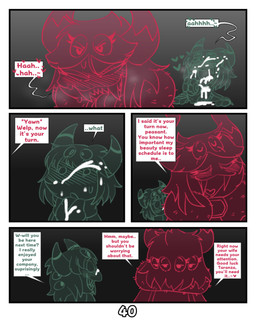 2_horns blush bodily_fluids cum cum_on_face dialogue duo genital_fluids heart_symbol horn looking_pleasured male sharp_teeth speech_bubble sweat teeth text tongue tongue_out unusual_anatomy unusual_eye_placement kittipaws kirby:_triple_deluxe kirby_(series) nintendo dark_taranza taranza arachnid arthropod spider spidr absurd_res comic english_text hi_res