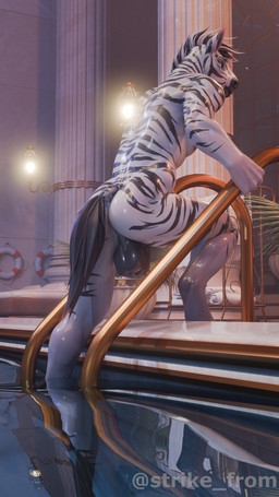 anthro backsack balls biped butt casual_nudity climbing_stairs flaccid foreskin genitals hooves indoor_nudity inside looking_back male male_anthro muscular muscular_male nude nude_anthro nude_male penis pool pose public public_nudity short_mane solo tail text three-quarter_view unguligrade white_body strikefrommidnight slad_(modeler) zahr_(sladdoska) equid equine mammal zebra 3d_(artwork) 4k 9:16 absurd_res artist_name digital_media_(artwork) english_text full-length_portrait hi_res huge_filesize portrait shaded soft_shading