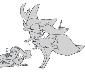 3_fingers 3_toes ambiguous_anthro ambiguous_feral ambiguous_gender anthro arm_tuft biped bodily_fluids cheek_tuft chest_tuft claws closed_smile covering covering_face digitigrade dipstick_tail dirty eyelashes facial_tuft feet feral finger_claws fingers gesture group hand_gesture hip_tuft inner_ear_fluff leaning leaning_forward looking_down markings motion_lines mouth_closed narrowed_eyes nude_ambiguous nude_anthro object_in_tail quadruped shoulder_tuft side_view simple_background smile snout solo_focus standing stick stick_in_tail tail tail_markings tears toes trio tuft white_background tattanbu nintendo pokemon braixen buneary canid generation_3_pokemon generation_4_pokemon generation_6_pokemon lotad mammal pokemon_(species) 2016 digital_drawing_(artwork) digital_media_(artwork) full-length_portrait greyscale japanese_description line_art monochrome portrait translated_description