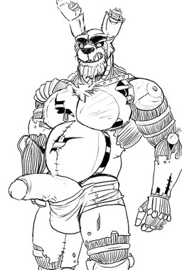 anthro beard belly big_belly big_bulge big_penis bulge chest_tuft clothing erection exposed_endoskeleton facial_hair genitals glans huge_penis machine male musclegut muscular pecs penis penis_poking_out solo surgical_suture tuft underwear vein veiny_penis simonsbathtub five_nights_at_freddy's five_nights_at_freddy's_3 scottgames springtrap_(fnaf) animatronic lagomorph leporid mammal rabbit robot hi_res