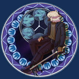 anthro chain clock clothing crown fingerless_gloves gloves handwear headgear jacket jewelry keyblade male melee_weapon necklace solo stained_glass topwear weapon 0ld3 kingdom_hearts square_enix kenzo avian bird hybrid kobold scalie absurd_res hi_res