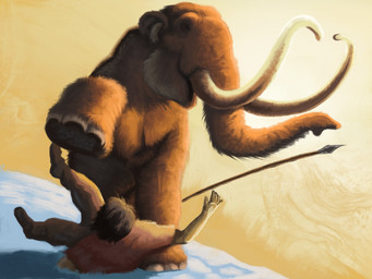 brown_body brown_fur clothed clothing duo feral fur imminent_death light melee_weapon polearm proboscis_(anatomy) quadruped snow spear sunlight trunk_(anatomy) tusks weapon agustindiazart elephantid human mammal mammoth prehistoric_species proboscidean woolly_mammoth 2024 4:3 hi_res
