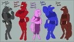 anthro apple athletic_wear blue_body bottomwear bra brown_body bruised_eye clothing crossed_arms eating eating_apple eating_food female food fruit green_background grey_body group gym_bottomwear gym_shorts hand_behind_back holding_apple holding_food holding_fruit holding_object hooves open_mouth pink_body plant red_body shorts simple_background sports_bra standing surprised_expression underwear wide_eyed noirenard horse_race_tests bullet'n_board comely_material_morning door_knob_(hrt) downtown_skybox_(hrt) resolute_mind_afternoon equid equine horse mammal hi_res