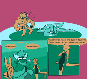 angry anthro bodily_fluids butt cum cum_on_arm cum_on_butt cum_on_hand cum_on_leg cum_on_neck dialogue female genital_fluids leaning_on_table male male/female text x_eyes vanilla_candy unicorn_blood_(comic) marigold_(unicorn_blood) saffron_(unicorn_blood) tulip_(unicorn_blood) bovid caprine domestic_cat felid feline felis lagomorph mammal sheep squirmle absurd_res comic english_text hi_res restricted_palette