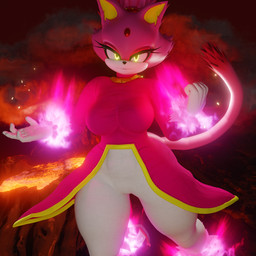 action_pose anthro big_breasts breasts clothing cloud elemental_manipulation eyelashes female fire fire_manipulation fist forehead_gem front_view fur gem gloves glowing glowing_eyes hair handwear jewelry lava legwear long_tail midair necklace ponytail pose purple_body purple_fur solo super_transformation tail volcanic_activity volcano white_clothing white_legwear yellow_eyes badelynge3d reivene3d_(modeler) sega sonic_the_hedgehog_(series) blaze_the_cat burning_blaze domestic_cat felid feline felis mammal 1:1 3d_(artwork) digital_media_(artwork) hi_res