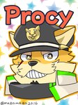 anthro bancho clothing facial_hair fur grin hat headgear headwear male mustache pattern_background scar scarf simple_background smile solo star-shaped_background yellow_body yellow_fur mazamaza2016 lifewonders live_a_hero procy canid canine canis domestic_dog mammal 3:4 bust_portrait portrait