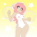 1:1 2018 2d_animation animated anthro bovid breasts caprine digital_media_(artwork) domestic_sheep female frame_by_frame genitals hair heart_eyes heart_symbol hi_res holding_object long_hair looking_at_viewer mammal navel nipples nude pink_hair pom_poms pussy sheep short_playtime solo tolsticot