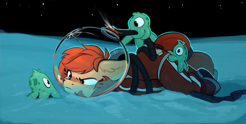 1_eye ambiguous_gender bound broken_glass closed_frown eyelashes feral freckled_face freckles frown fur glass group hair imminent_asphyxiation looking_at_another lying mouth_closed on_front orange_hair space spacesuit tan_body tan_fur rexyseven friendship_is_magic hasbro my_little_pony fan_character rusty_gears alien equid equine horse mammal 2025 digital_drawing_(artwork) digital_media_(artwork) english_description hi_res female_(lore)