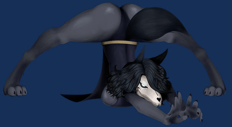 anthro ass_up big_breasts big_butt black_claws black_hair black_sclera bone breasts butt claws clothed clothing digitigrade female front_view fur grey_body grey_fur hair hair_over_eye hand_on_butt jack-o'_pose looking_at_viewer pose simple_background skull skull_head solo spread_legs spreading thick_thighs transparent_background white_eyes wide_hips saltyslice scp_foundation scp-1471-a canid canine malo mammal alpha_channel hi_res