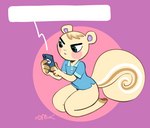 anthro cellphone clothed clothing electronics femboy frustrated hair humor kneeling male narrowed_eyes phone profanity purple_background relatable shirt simple_background smartphone solo text texting the_truth topwear underwear somik animal_crossing nintendo marshal_(animal_crossing) mammal rodent sciurid tree_squirrel 2021 2d_animation animated digital_media_(artwork) english_text loop shaded short_playtime signature