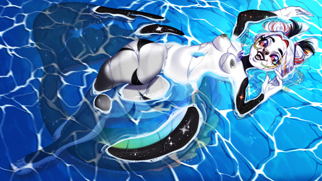 anthro big_fin big_tail black_body black_fur black_sclera bodily_fluids breasts buns clothing colorful_eyes cosmic_tail dark_sclera drop ears_up eyebrows female fin fingers fluffy_ears fur genital_fluids genitals grey_body grey_fur grey_nose hair hair_bun long_tail looking_at_viewer markings marks_on_body multicolored_body nipples nude open_mouth relaxing simple_background smile smiling_at_viewer solo star star_on_body starry_tail tail teeth thick_thighs tongue vulva water wet wet_body wet_clothing wet_fur wet_hair white_body white_fur white_hair natural_plaid felid feline mammal 16:9 2025 colored detailed digital_drawing_(artwork) digital_media_(artwork) digital_painting_(artwork) hi_res painting_(artwork) shaded soft_shading watermark widescreen
