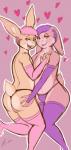 anthro blush butt clothing duo eyelashes femboy fur hair half-closed_eyes legwear looking_at_viewer male male/male narrowed_eyes seductive simple_background brownieclop tinval lagomorph leporid mammal rabbit 2019 absurd_res digital_media_(artwork) hi_res signature