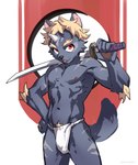 1_horn adolescent anthro asian_clothing biped clothed clothing east_asian_clothing eyebrows fundoshi fundoshi_only holding_katana holding_melee_weapon holding_object holding_sword holding_weapon horn japanese_clothing katana kemono male melee_weapon muscular muscular_male red_eyes solo sword tail topless underwear underwear_only weapon white_clothing white_fundoshi white_underwear young young_anthro young_male booiaher asian_mythology east_asian_mythology japanese_mythology mythology koma_(booiaher) canid canine foo_dog komainu mammal yokai colored hi_res