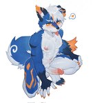 4_toes 5_fingers amber_eyes anthro balls blush claws crouching dipstick_tail erection feet fingerless_(marking) fingerless_gloves_(marking) fingers genitals glans gloves_(marking) heart_speech_bubble humanoid_genitalia humanoid_penis inner_ear_fluff male markings navel nipples nude orange_claws penis simple_background solo speech_bubble tail tail_markings toeless_(marking) toes tongue tongue_out tuft vein veiny_penis white_background white_inner_ear_fluff qftalorz canid canine mammal hi_res