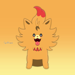 feral fur gradient_background looking_at_viewer open_mouth orange_body orange_fur simple_background sitting solo text tongue tongue_out cyrildraws nintendo pokemon pokemon_winds_and_waves canid canine generation_10_pokemon mammal pokemon_(species) pombon 1:1 2026 artist_name digital_media_(artwork) hi_res shaded signature