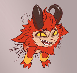 ambiguous_gender anthro biped blush bracelet fingers fur horn jewelry looking_at_viewer open_mouth open_smile pupils red_body red_fur sharp_teeth simple_background slit_pupils smile solo tan_body tan_fur teeth through_wall yellow_sclera dapong league_of_legends riot_games tencent devil_teemo_(lol) yordle hi_res