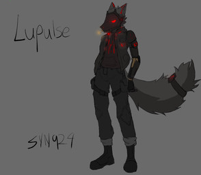 ambiguous_gender anthro cyberpunk_clothes fluffy fluffy_tail machine mechanical_arm protogen_visor solo tail syn924_(artist) protogen