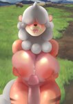 anthro big_breasts bodily_fluids breasts breasts_squish cum cum_in_mouth cum_inside cum_on_breasts cumshot disembodied_penis duo ejaculation erection fangs female field fur genital_fluids genitals grass hair hair_over_eyes huge_breasts humanoid_genitalia humanoid_penis looking_at_viewer male male/female nipples nude open_mouth orange_body orange_fur outside penis plant pussy smile teeth tongue tongue_out white_hair white-stripes nintendo pokemon generation_8_pokemon hisuian_form hisuian_growlithe pokemon_(species) regional_form_(pokemon) hi_res