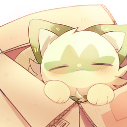 :3 ambiguous_gender blush blush_lines box cheek_tuft chest_tuft container eyes_closed facial_tuft feral fur green_body green_ears green_fur head_tuft in_box in_container simple_background solo tuft white_background yupo_0322 nintendo pokemon generation_9_pokemon pokemon_(species) sprigatito colored colored_sketch digital_drawing_(artwork) digital_media_(artwork) hi_res shaded sketch