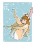 anthro anus balls balls_blush bangs blush body_blush breast_blush breasts brown_body brown_eyes brown_fur brown_hair butt cotton_tail feet floppy_ears fur fur_markings genitals gradient_fur gradient_hair green_eyes gynomorph hair heterochromia holding_both_legs holding_leg intersex legs_in_air long_hair markings nipples nude paws perineum pink_nose presenting solo toes nekopumpkin latte_(nekopumpkin) lagomorph leporid mammal rabbit absurd_res hi_res