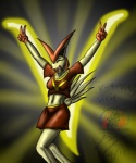 5_fingers anthro biped breasts butt_wings clothing eyes_closed female fingers hair open_mouth orange_hair pokemorph solo standing tongue unusual_wing_placement wings snowfyre nintendo pokemon vicie_(snowfyre) generation_5_pokemon legendary_pokemon pokemon_(species) victini 2011 5:6