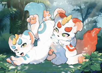 animal_genitalia balls blue_body blue_fur bodily_fluids canine_genitalia detailed_background duo fangs fellatio feral fur fur_markings genitals green_eyes horn inner_ear_fluff looking_pleasured male male/male markings multicolored_body multicolored_fur open_mouth oral pawpads paws penile penis red_body red_fur round_ears sex sibling_incest steamy_breath sweat teeth tongue tongue_out torn_ear tuft two_tone_body two_tone_fur white_body white_fur yrac asian_mythology chinese_mythology east_asian_mythology fabulous_beasts fenz_(studio) mythology bixie_(fabulous_beasts) tianlu_(fabulous_beasts) canid mammal mythological_creature pixiu animated colored brother_(lore) brothers_(lore) incest_(lore) sibling_(lore)