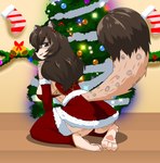 anthro bottomwear breasts brown_body brown_hair christmas_clothing christmas_decorations christmas_lights christmas_tree clothing corset female fur hair holidays holly_(plant) kneeling lingerie long_hair long_socks looking_at_viewer plant seductive skirt smile solo tail thong topwear tree underwear tam_m3 among_us christmas innersloth elizabeth_mendoza felid feline mammal pantherine snow_leopard absurd_res digital_media_(artwork) hi_res