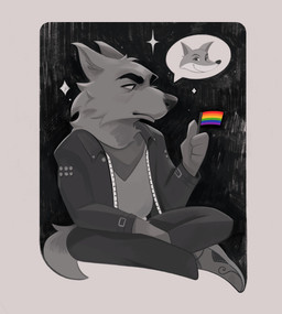 anthro bottomwear clothed clothing duo flag flag_(object) footwear fur holding_flag holding_object jacket lgbt_pride male pants pride_colors rainbow_flag rainbow_pride_flag rainbow_symbol shirt shoes sitting sparkles tail topwear venkpng don't_eat_the_neighbours fox_(don't_eat_the_neighbours) wolf_(don't_eat_the_neighbours) canid canine canis fox mammal wolf 2026 absurd_res digital_media_(artwork) hi_res