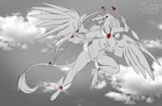 anthro arrow_(weapon) bow_(weapon) breasts clothing cloud costume cupid's_arrow feathers female flying genitals happy holidays love nipples nude open_mouth paws pussy ranged_weapon reward sky solo weapon wings sunny_way mythology patreon valentine's_day avian bird gryphon mythological_avian mythological_creature digital_drawing_(artwork) digital_media_(artwork)