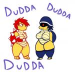 anthro big_breasts breasts duo female non-mammal_breasts nude shell unknown_artist mario_bros nintendo mario buzzy_beetle koopa reptile scalie spiny 1:1