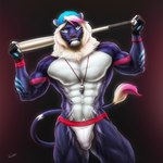 abs anthro bulge clothing jockstrap looking_at_viewer male muscular muscular_male nipples smile solo underwear greenpanda jamie_(foxheartedclmt) felid lion mammal pantherine 1:1 absurd_res hi_res