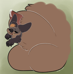 ambiguous_gender animal_genitalia anthro balls bodily_fluids duo erection fur genital_fluids genitals hair male male_pred open_mouth penis penis_tip precum sheath sheath_vore simple_background size_difference smile solo_focus vore kaiizree korwin absurd_res hi_res