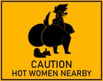 big_butt border butt caution_sign female huge_butt hyper hyper_butt male male/female sign simple_background sparkles text twerking yellow_and_black yellow_background yellow_border mechaclank anonymous english_text monochrome