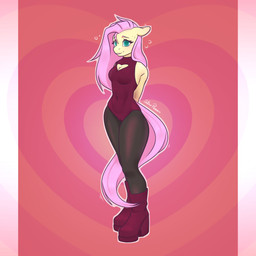 anthro bodily_fluids boots breasts camel_toe chest_window cleavage_cutout clothed clothing costume cutout eyelashes female footwear hair hands_behind_back heart_symbol high_heeled_boots high_heels holidays legwear leotard looking_at_viewer motion_lines nervous nervous_smile pantyhose pink_hair shoes simple_background smile solo sweat sweatdrop tail tail_around_leg teeth teeth_showing thick_thighs tight_clothing wide_hips yellow_body starpeeen friendship_is_magic hasbro my_little_pony valentine's_day fluttershy_(mlp) equid equine horse mammal 1:1 digital_media_(artwork) hi_res